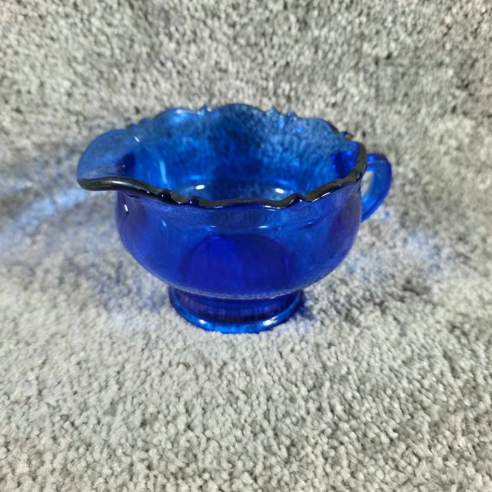 L.E. Smith‎ Glass Mt. Pleasant Cobalt Blue Creamer Glass with Handle